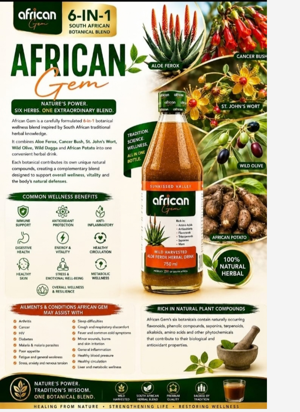 African Gem botanical drink from the client product material